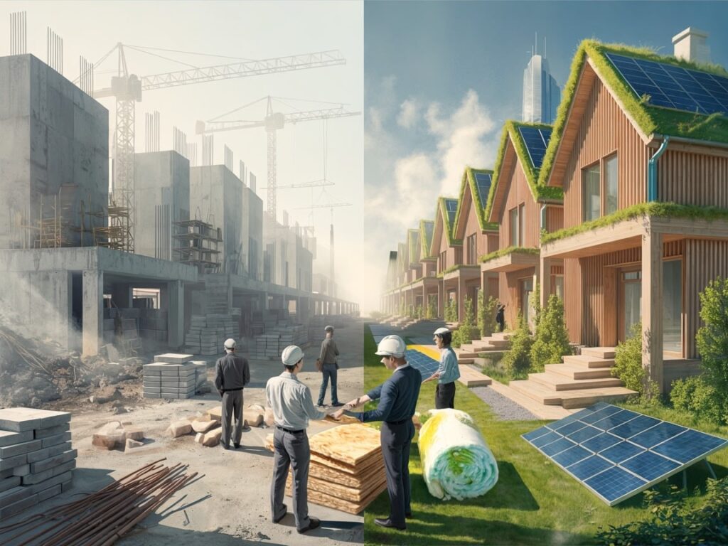 De la construction traditionnelle à l'éco-construction : un voyage vers la responsabilité environnementale De la construction traditionnelle à l'éco-construction : un voyage vers la responsabilité environnementale