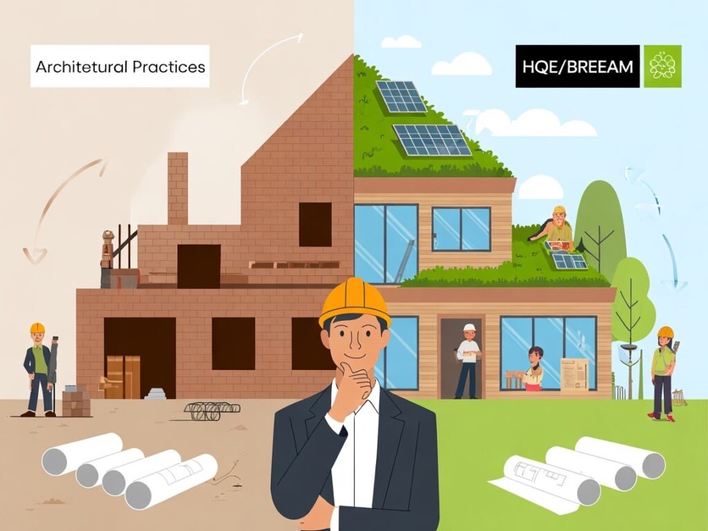 Analyse comparative : construction traditionnelle vs normes durables - Le guide de transformation pour les professionnels Analyse comparative : construction traditionnelle vs normes durables - Le guide de transformation pour les professionnels